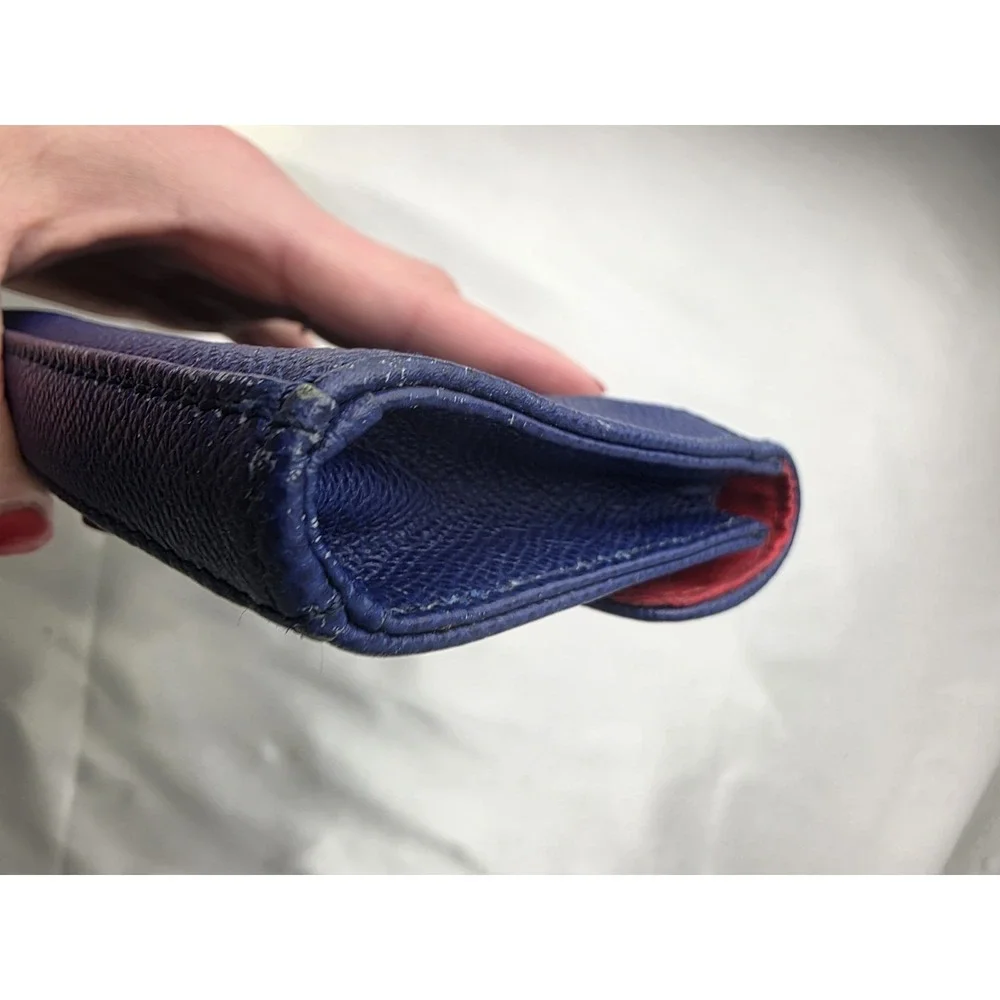 Vintage Dooney‎ & Bourke Blue Leather Wristlet Clutch Wallet